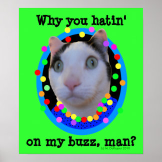 Póster Hippie Psychedelic Rainbow Buzz Cat
