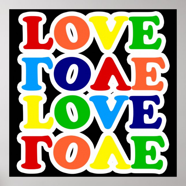 Poster Hippie Rainbow Love Dia de os namorados (Frente)