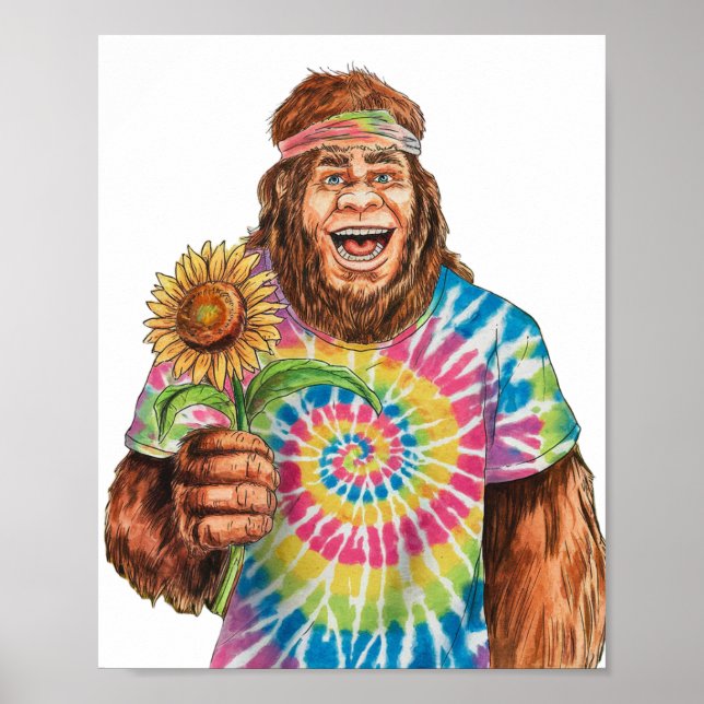 Poster Hippie Sasquatch Com Girassol (Frente)