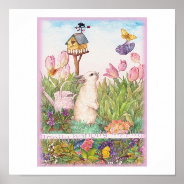 Póster Hippity Hoppity Easter Bunny Birdhouse (Frente)