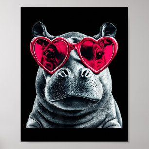 Poster Hippo Vestindo o Dia de os namorados do Coração de