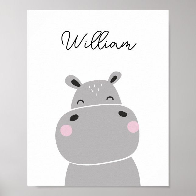 Poster Hippopotamus Animal Nursery Wall Art (Frente)