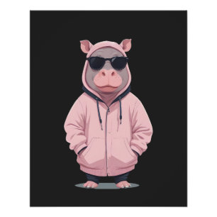 Póster Hippopotamus Vestindo Hoodie Funny Legal Pop