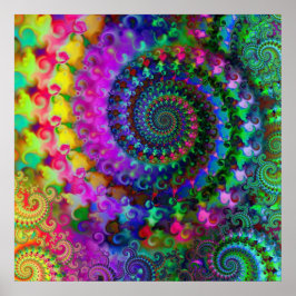 Poster Hippy Rainbow Fractal Patterno