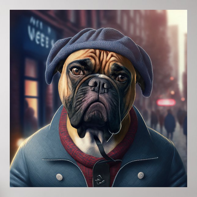 Poster Hipster Bullmastiff (Frente)