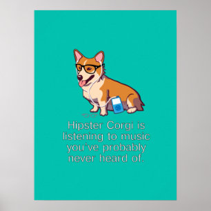Póster Hipster Corgi