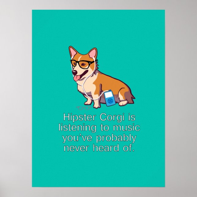 Póster Hipster Corgi (Frente)