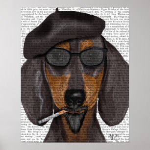 Poster Hipster Dachshund Black e Tan