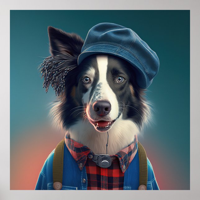 Poster Hipster de Borda Collie (Frente)
