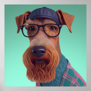 Poster Hipster de Cachorro Airedale Terrier