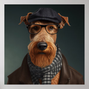 Poster Hipster de Cachorro Airedale Terrier