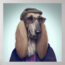 Poster Hipster de Cão de Cão de Cão Afegão