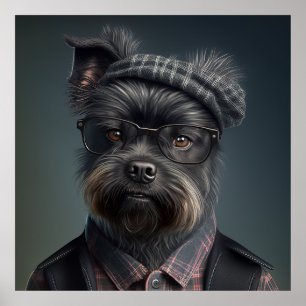Poster Hipster do Cachorro Affenpinscher