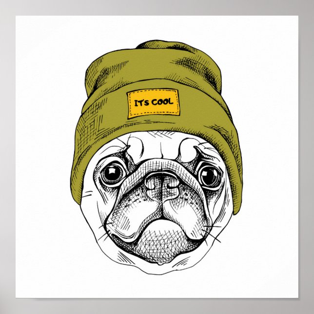 Poster Hipster Pug | É Legal (Frente)