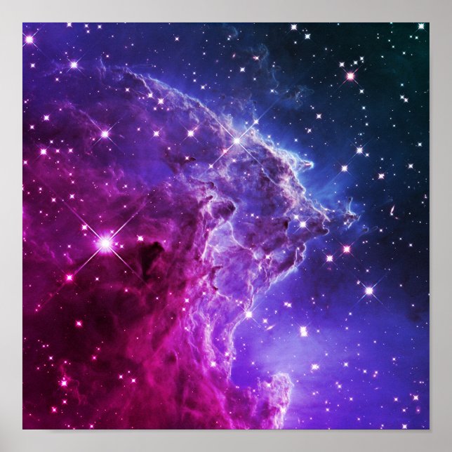 Póster Hipster Roxo Ombre Cabeça de Macaco Nebulosa (Frente)