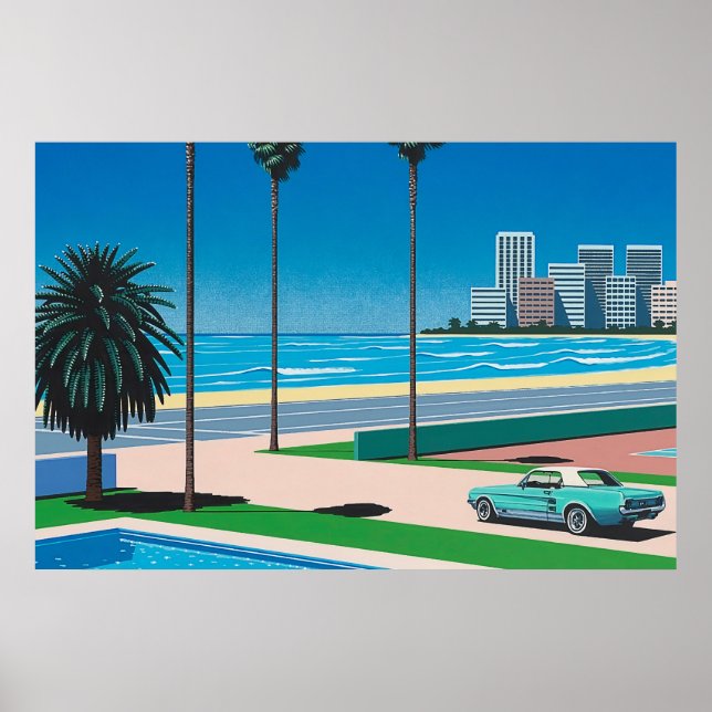 Poster hiroshi nagai pintura cidade pop e avião (Frente)