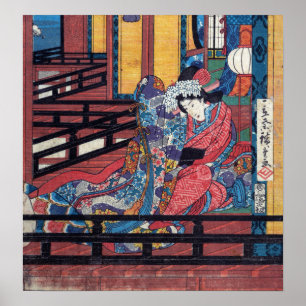 Poster Hiroshige - Mares grossos na praia de Shichiri, em