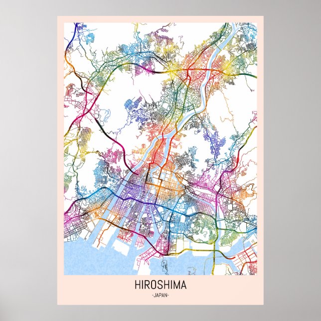 Poster Hiroshima Japan City Map (Frente)