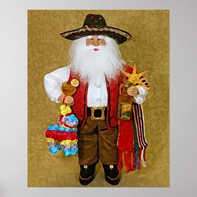 Póster Hispânico mexicano sudoeste texano Papai Noel (Frente)