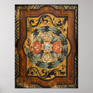 Poster hist gótico velho do vintage de madeira medieval