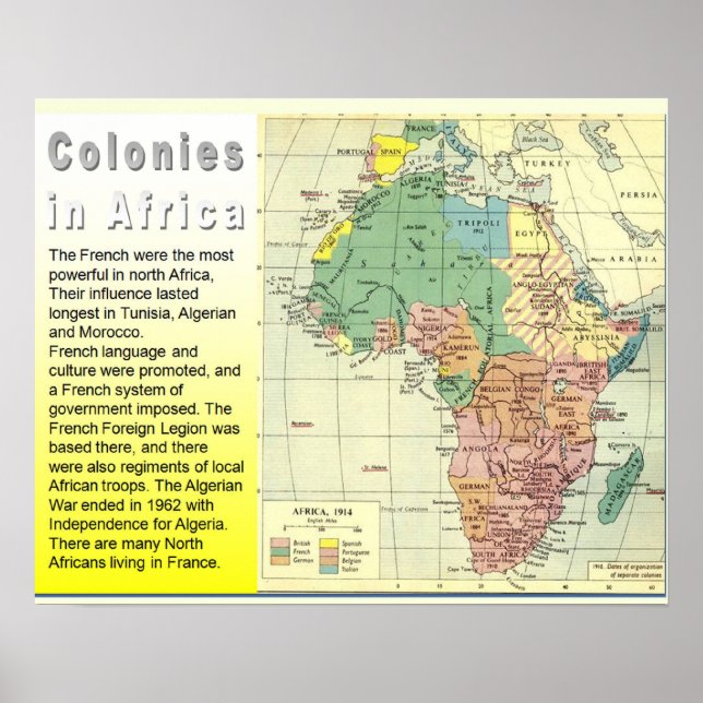 Poster História, Colonização, Colônias na África (Frente)