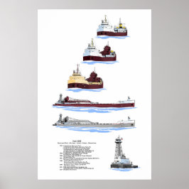Poster História da barcaça Menominee dos Lagos excelentes
