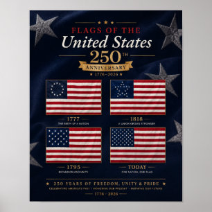 Poster História das Bandeiras dos Estados Unidos 250º Ani