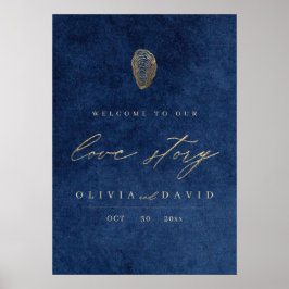 Poster História de Amor Azul Náutico Casamento