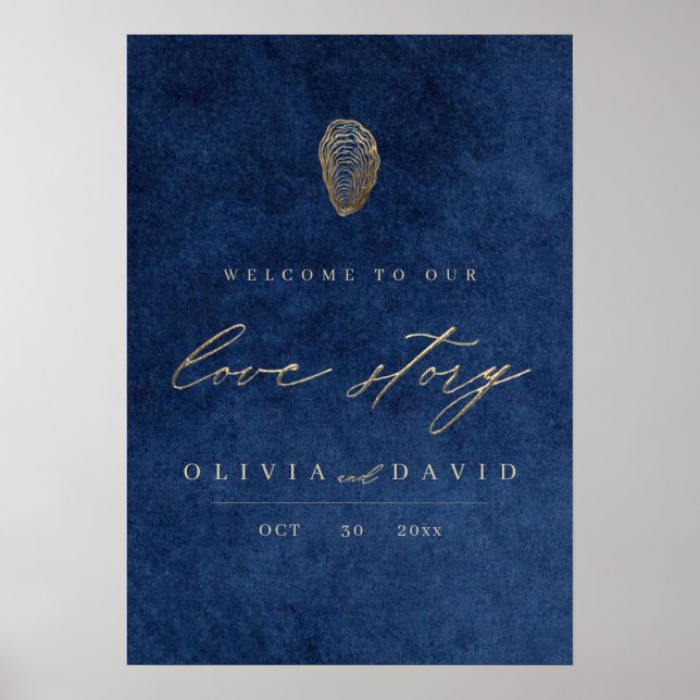 Poster História de Amor Azul Náutico Casamento (Frente)