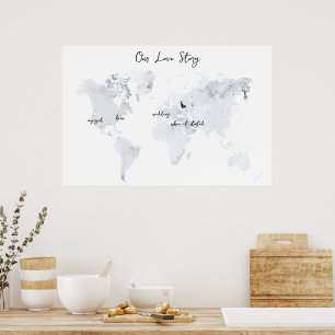 Poster História de Amor Recordação de Casamento em Aqua