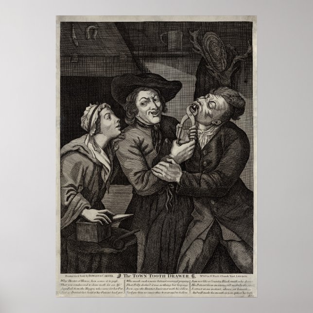 Poster História Dental Engraçada Caricatura Antiquada Den (Frente)