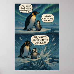 Poster História em Quadrinhos dos Pinguins Aurora – Piada