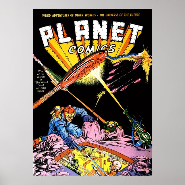 Poster História em quadrinhos Planet Laser Attack Sci Fi  (Frente)