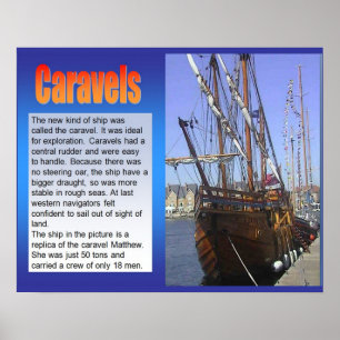 Póster História, exploração, Caravels, navio de naviga