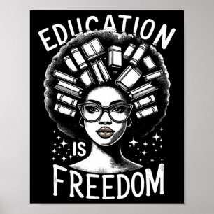 Poster História Negra Educação é Liberdade Livros Mulhere