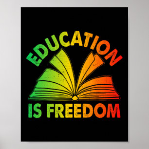 Poster História Negra Educação é Livro da Liberdade Preto