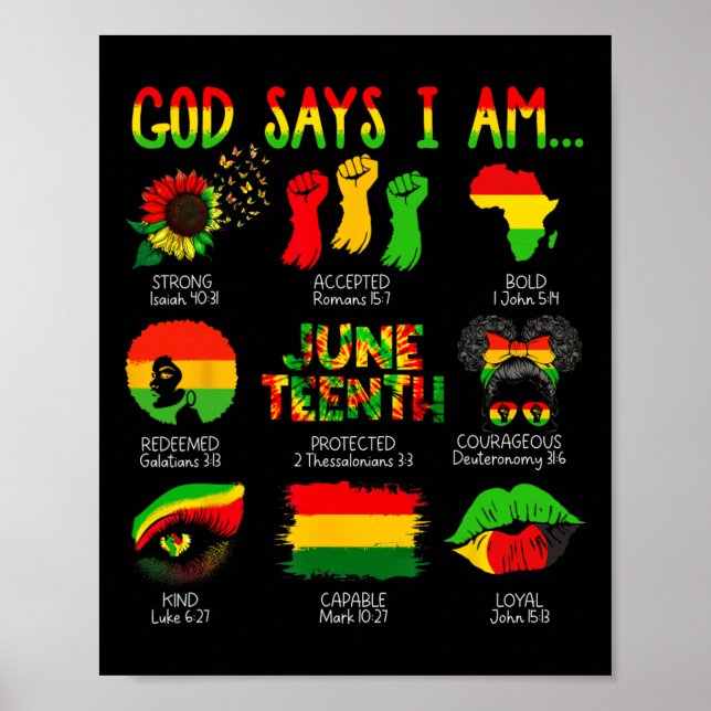 Poster História Negra Juneteenth Deus Diz Que Eu Sou Cris (Frente)