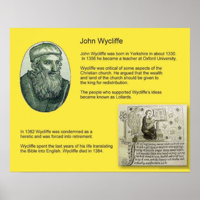 Poster História, Reforma, John Wycliffe (Frente)