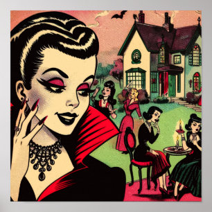 Poster Histórias em quadrinhos de Gótico retrô-mãezinha