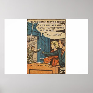 Poster histórias em quadrinhos de horror de idade do ouro