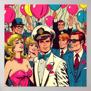 Poster Histórias em quadrinhos de Partido Vintage