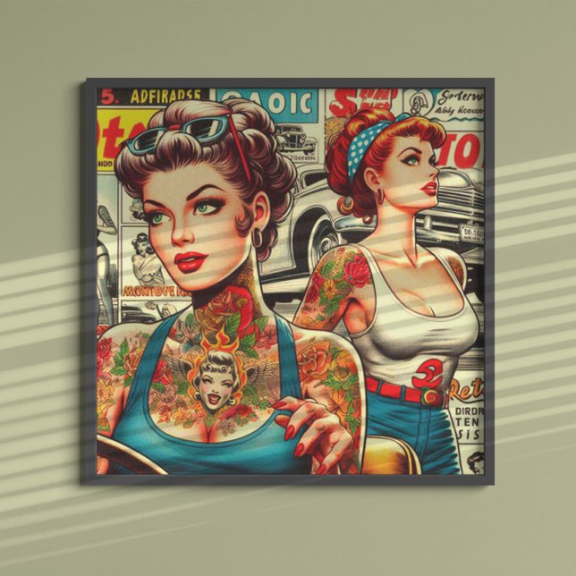 Poster Histórias em quadrinhos de Pinos da Tatuagem Retro (Criador carregado)