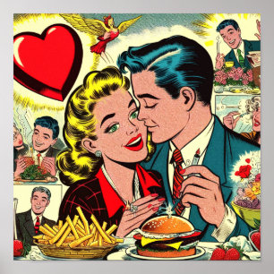 Poster Histórias em quadrinhos do Casal Retro Love