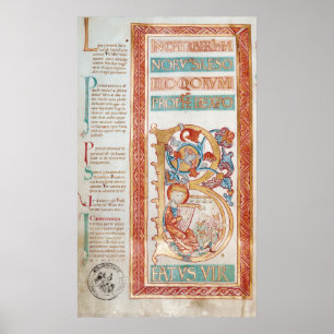 Póster Historiated rubrica "B" que descreve o rei David