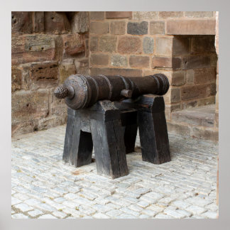 Poster Historic Cannon on Wooden Stand