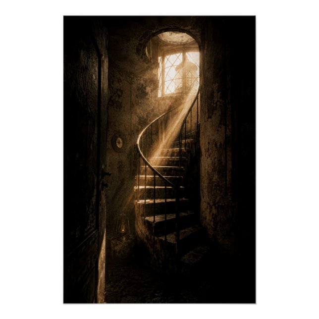 Póster Historic Lighthouse Winding Stairs Sunbeam Print (Frente)