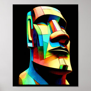 Poster Histórico A Estátua Moai Ilha de Páscoa Chile Chr