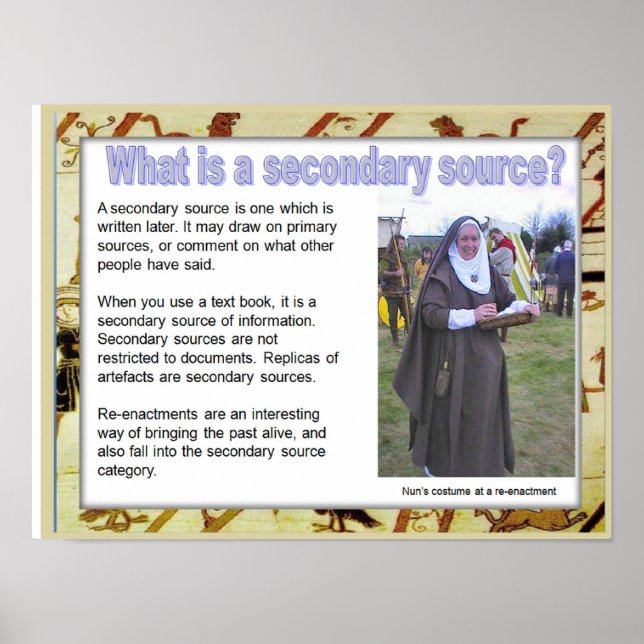 Poster History, medieval, What is a secondary source? (Frente)