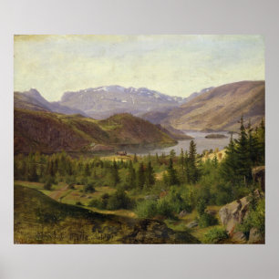 Póster Hjelle em Valders, Azulejo Fjord, 1835