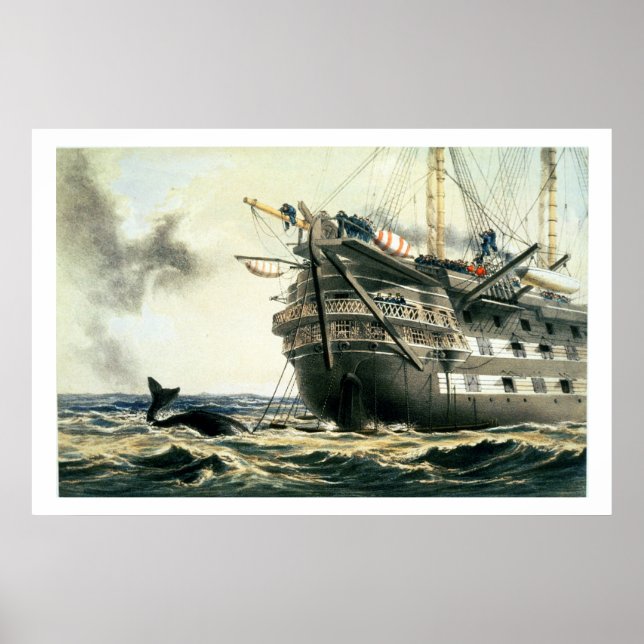 Póster HMS Agamemnon que lança o cabo Atlântico original, (Frente)